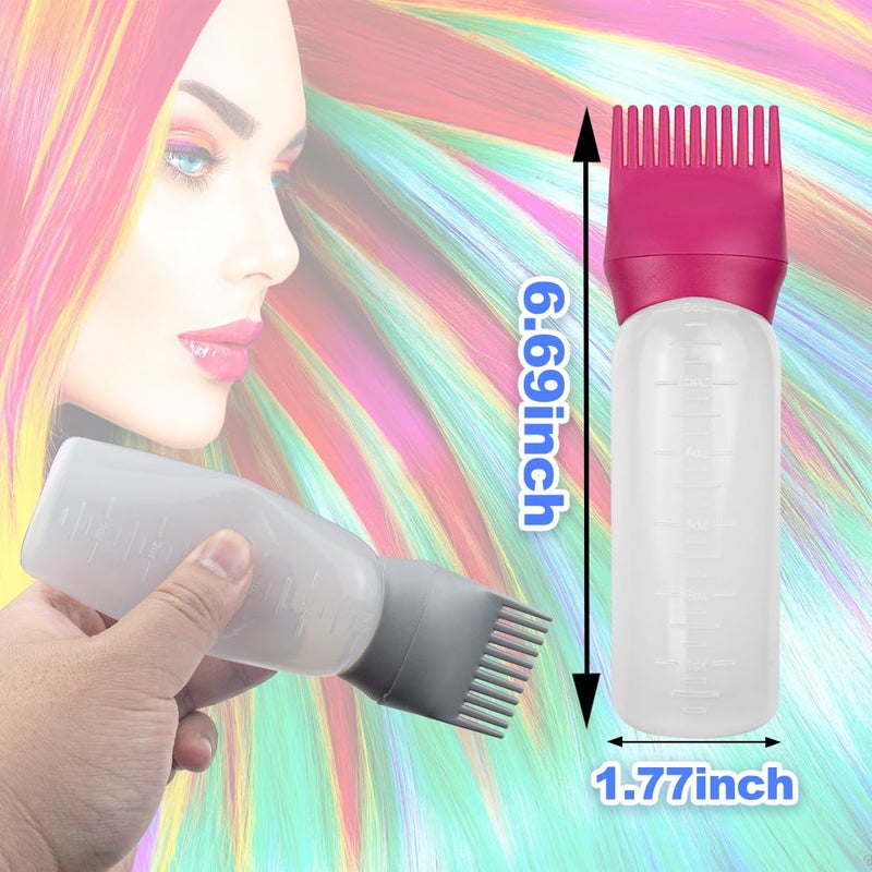 FZWONVUC 4 Pack Root Comb Applicator Bottle, Hair Oil Applicator, Oil Comb Applicator Bottle for Hair Dye Shampoos Hair Salons (Red+Grey) - Image 2